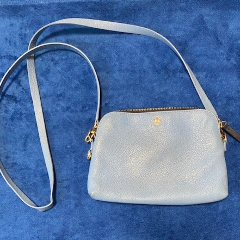 Tory Burch Powder Blue Leather Wallet Crossbody Bag